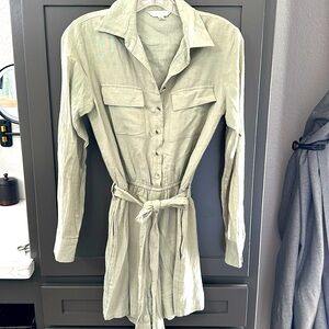 Sage Shorts Romper Light Linen Material